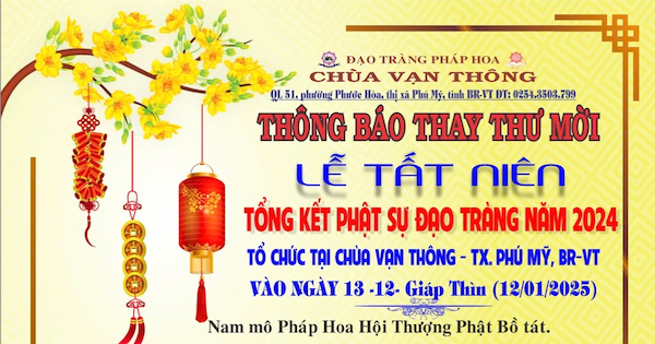 Thông báo Lễ tất niên – tổng kết phật sự đạo tràng năm 2024